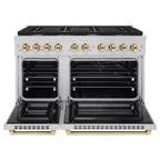 ZLINE Autograph Edition 48 in. 6.7 cu. ft. Paramount Double Oven Dual Fuel Range with 8 Burner Gas Cooktop in Stainless Steel with Polished Gold Accents (SDRZ-48-G)