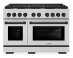 ZLINE Autograph Edition 48 in. Paramount Dual Fuel Range with Double Electric Convection Ovens, 8 Burner Gas Cooktop, Stainless Steel with Matte Black Accents (SDRZ-48-MB)