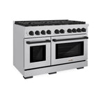 ZLINE Autograph Edition 48 in. Paramount Dual Fuel Range with Double Electric Convection Ovens, 8 Burner Gas Cooktop, Stainless Steel with Matte Black Accents (SDRZ-48-MB)