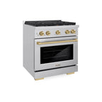 ZLINE Autograph Package - 30 In. Gas Range, Range Hood in Stainless Steel with Gold Accents, 2AKP-RGRH30-G
