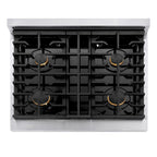 ZLINE Autograph Edition 30 in. 4.2 cu. ft. Paramount Gas Range with 4 Burners and Convection Gas Oven in Stainless Steel with Champagne Bronze Accents (SGRZ-30-CB)