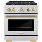ZLINE Autograph Edition 30 in. 4.2 cu. ft. Paramount Gas Range with 4-Burner Cooktop and Convection Gas Oven in Stainless Steel with Gold Accents (SGRZ-30-G)