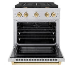 ZLINE Autograph Edition 30 in. 4.2 cu. ft. Paramount Gas Range with 4-Burner Cooktop and Convection Gas Oven in Stainless Steel with Gold Accents (SGRZ-30-G)