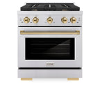 ZLINE Autograph Edition 30 in. 4.2 cu. ft. Paramount Gas Range with 4-Burner Cooktop and Convection Gas Oven in Stainless Steel with Gold Accents (SGRZ-30-G)