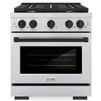 ZLINE Autograph Edition 30 in. 4.2 cu. ft. Paramount Gas Range with 4 Burner Cooktop and Convection Gas Oven in Stainless Steel with Matte Black Accents (SGRZ-30-MB)