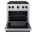 ZLINE Autograph Edition 30 in. 4.2 cu. ft. Paramount Gas Range with 4 Burner Cooktop and Convection Gas Oven in Stainless Steel with Matte Black Accents (SGRZ-30-MB)
