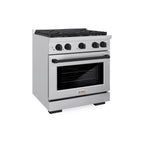 ZLINE Autograph Edition 30 in. 4.2 cu. ft. Paramount Gas Range with 4 Burner Cooktop and Convection Gas Oven in Stainless Steel with Matte Black Accents (SGRZ-30-MB)