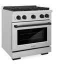 ZLINE Autograph Edition 30 in. 4.2 cu. ft. Paramount Gas Range with 4 Burner Cooktop and Convection Gas Oven in Stainless Steel with Matte Black Accents (SGRZ-30-MB)