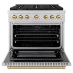 ZLINE Autograph Edition 36 in. 5.2 cu. ft. Paramount Gas Range with Convection Gas Oven, Stainless Steel with Bronze Accents (SGRZ-36-CB)