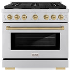 ZLINE Autograph Edition 36 in. 5.2 cu. ft. Paramount Gas Range with Convection Gas Oven, Stainless Steel with Bronze Accents (SGRZ-36-CB)