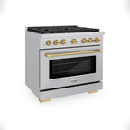 ZLINE Autograph Edition 36 in. 5.2 cu. ft. Paramount Gas Range with Convection Gas Oven, Stainless Steel with Bronze Accents (SGRZ-36-CB)