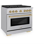 ZLINE Autograph Edition 36 in. 5.2 cu. ft. Paramount Gas Range with Convection Gas Oven, Stainless Steel with Bronze Accents (SGRZ-36-CB)