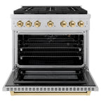 ZLINE Autograph Edition 36 in. 5.2 cu. ft. Paramount Gas Range with Convection Gas Oven, Stainless Steel with Gold Accents (SGRZ-36-G)