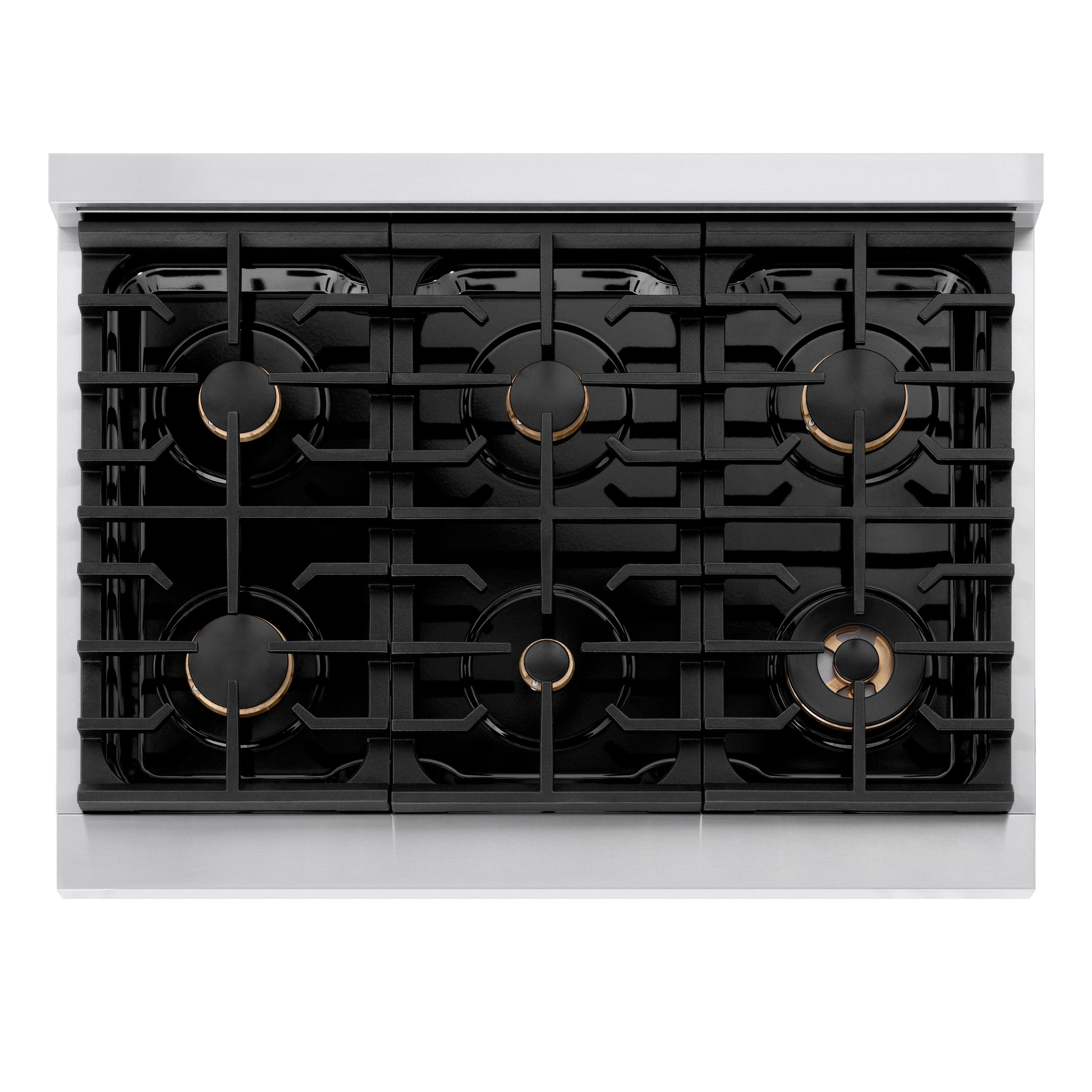 ZLINE Autograph Edition 36 in. 5.2 cu. ft. Paramount Gas Range with Convection Gas Oven, Stainless Steel with Gold Accents (SGRZ-36-G)