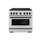 ZLINE Autograph Edition 36 in. 5.2 cu. ft. Paramount Gas Range with 6 Burners and Convection Gas Oven in Stainless Steel with Matte Black Accents (SGRZ-36-MB)