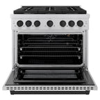 ZLINE Autograph Edition 36 in. 5.2 cu. ft. Paramount Gas Range with 6 Burners and Convection Gas Oven in Stainless Steel with Matte Black Accents (SGRZ-36-MB)