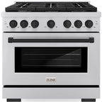 ZLINE Autograph Edition 36 in. 5.2 cu. ft. Paramount Gas Range with 6 Burners and Convection Gas Oven in Stainless Steel with Matte Black Accents (SGRZ-36-MB)
