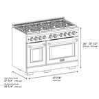 ZLINE Autograph Package - 48 In. Gas Range and Range Hood in Satin Stainless Steel with Champagne Bronze Accents, 2AKPR-RGSRH48-CB