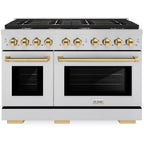 ZLINE Autograph Edition 48 in. 6.7 cu. ft. Paramount Double Oven Gas Range in Stainless Steel with Gold Accents (SGRZ-48-G)