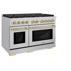 ZLINE Autograph Edition 48 in. 6.7 cu. ft. Paramount Double Oven Gas Range in Stainless Steel with Gold Accents (SGRZ-48-G)
