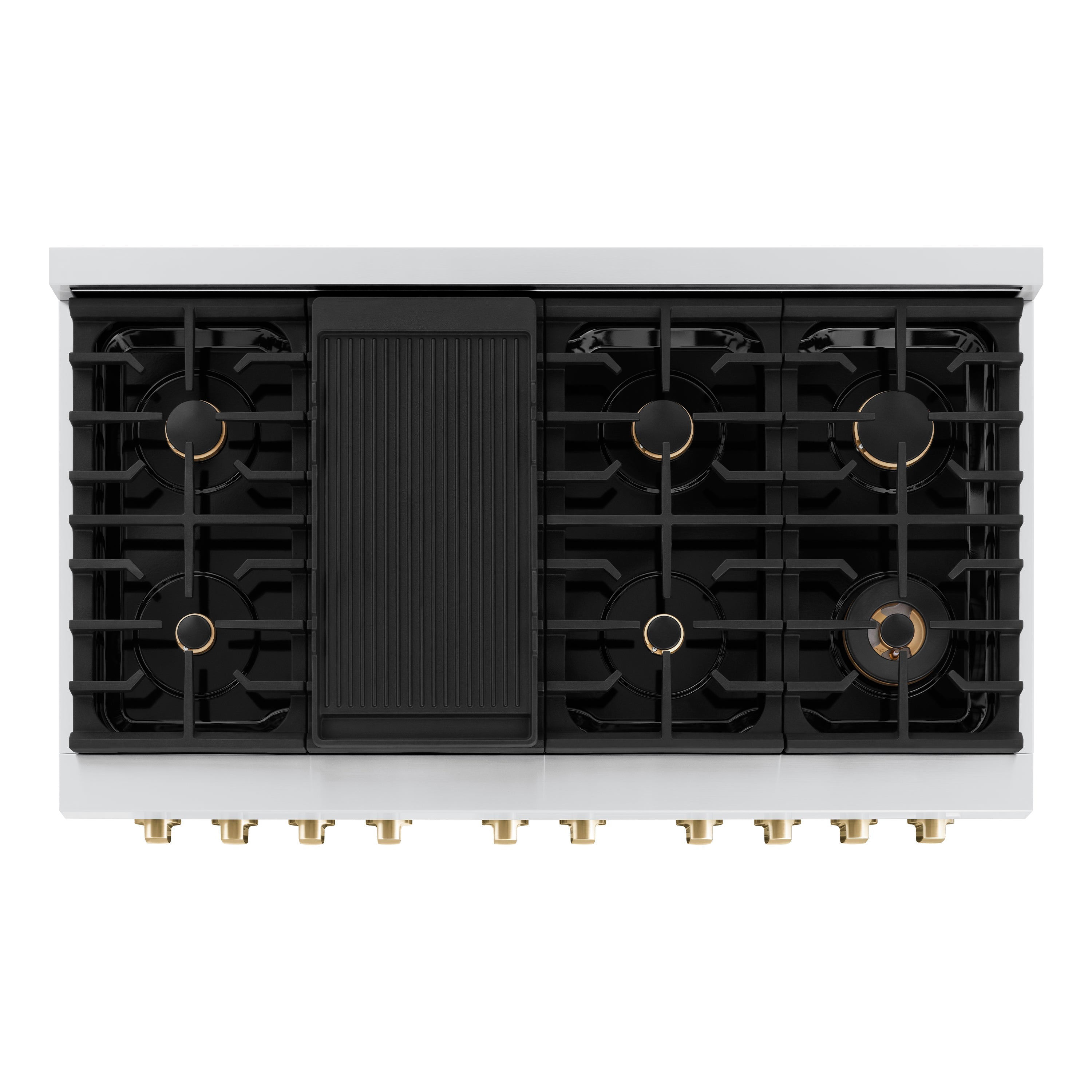 ZLINE Autograph Edition 48 in. 6.7 cu. ft. Paramount Double Oven Gas Range in Stainless Steel with Gold Accents (SGRZ-48-G)