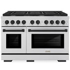 ZLINE Autograph Edition 48 in. 6.7 cu. ft. Paramount Double Oven Gas Range with 8 Burners in Stainless Steel with Matte Black Accents (SGRZ-48-MB)