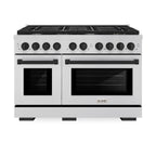ZLINE Autograph Edition 48 in. 6.7 cu. ft. Paramount Double Oven Gas Range with 8 Burners in Stainless Steel with Matte Black Accents (SGRZ-48-MB)