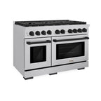 ZLINE Autograph Edition 48 in. 6.7 cu. ft. Paramount Double Oven Gas Range with 8 Burners in Stainless Steel with Matte Black Accents (SGRZ-48-MB)