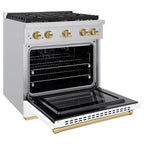 ZLINE Autograph 30 in. Paramount Dual Fuel Range, 4 Burners, 4.2 cu. ft. Electric Convection Oven, White Matte Door with Champagne Bronze Accents, SDRZ-WM-30-CB