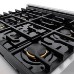 ZLINE Autograph Edition 30 in. Paramount Dual Fuel Range, 4 Burner Gas Cooktop, 4.2 cu. ft. Electric Convection Oven, White Matte Door with Polished Gold Accents (SDRZ-WM-30-G)