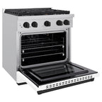 ZLINE Autograph Edition 30 in. Paramount Dual Fuel Range 4.2 cu. ft. with 4 Burner Gas Cooktop, Electric Convection Oven, White Matte Door & Matte Black Accents (SDRZ-WM-30-MB)
