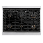 ZLINE Autograph Edition 36 in. 5.2 cu. ft. Paramount Dual Fuel Range with 6 Burner Gas Cooktop, Electric Convection Oven, White Matte Door and Matte Black Accents (SDRZ-WM-36-MB)