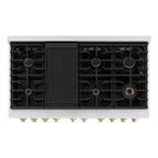 ZLINE Autograph Edition 48 in. Paramount Double Oven Dual Fuel Range with 8 Gas Burners, White Matte Doors and Champagne Bronze Accents (SDRZ-WM-48-CB)