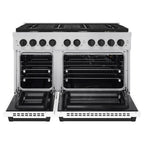 ZLINE Autograph Edition 48 in. Paramount Double Oven Dual Fuel Range with 8 Gas Burners, White Matte Doors and Matte Black Accents, 6.7 cu. ft., SDRZ-WM-48-MB