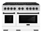 ZLINE Autograph Edition 48 in. Paramount Double Oven Dual Fuel Range with 8 Gas Burners, White Matte Doors and Matte Black Accents, 6.7 cu. ft., SDRZ-WM-48-MB