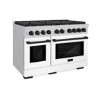 ZLINE Autograph Edition 48 in. Paramount Double Oven Dual Fuel Range with 8 Gas Burners, White Matte Doors and Matte Black Accents, 6.7 cu. ft., SDRZ-WM-48-MB