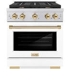 ZLINE Autograph 30 in. 4.2 cu. ft. Paramount Gas Range with 4 Burners and Convection Gas Oven in Stainless Steel with White Matte Door and Champagne Bronze Accents (SGRZ-WM-30-CB)