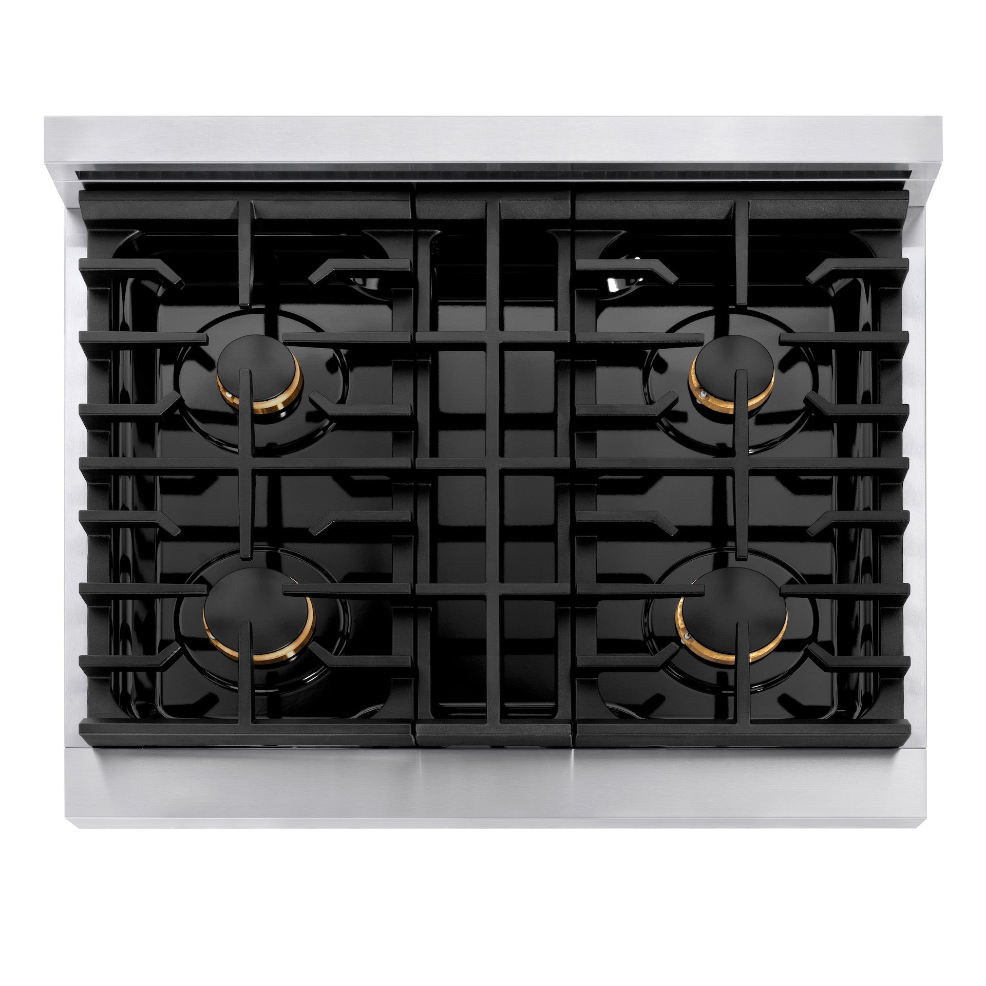 ZLINE Autograph 30 in. 4.2 cu. ft. Paramount Gas Range with Convection Gas Oven, Stainless Steel with White Matte Door and Gold Accents (SGRZ-WM-30-G)