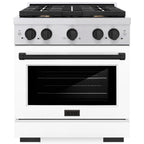 ZLINE Autograph 30 in. 4.2 cu. ft. Paramount Gas Range with Convection Oven, Stainless Steel with White Matte Door and Matte Black Accents (SGRZ-WM-30-MB)