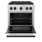 ZLINE Autograph 30 in. 4.2 cu. ft. Paramount Gas Range with Convection Oven, Stainless Steel with White Matte Door and Matte Black Accents (SGRZ-WM-30-MB)