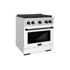 ZLINE Autograph 30 in. 4.2 cu. ft. Paramount Gas Range with Convection Oven, Stainless Steel with White Matte Door and Matte Black Accents (SGRZ-WM-30-MB)