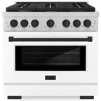 ZLINE Autograph Paramount 36 in. 5.2 cu. ft. Gas Range with Convection Gas Oven, 6 Burners, Stainless Steel with White Matte Door and Matte Black Accents (SGRZ-WM-36-MB)