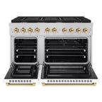 ZLINE Autograph Edition 48" Paramount Gas Range with Dual Ovens, 6.7 cu. ft., Stainless Steel with White Matte Doors & Gold Accents (SGRZ-WM-48-G)