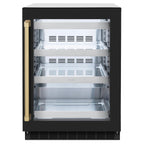 ZLINE Autograph 24" Touchstone 151 Can Beverage Fridge with Black Matte Glass Door and Champagne Bronze Handle, RBSOZ-BLM-24-CB