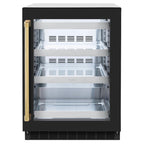 ZLINE Autograph 24" Touchstone 151 Can Beverage Fridge with Black Matte Glass Door and Polished Gold Handle,  RBSOZ-BLM-24-G