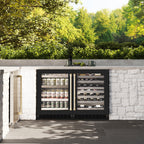 ZLINE Autograph 24" Touchstone Dual Zone 44 Bottle Wine Cooler with Black Matte Glass Door and Champagne Bronze Handle, RWDOZ-BLM-24-CB