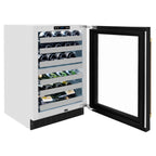ZLINE Autograph 24" Touchstone Dual Zone 44 Bottle Wine Cooler with Black Matte Glass Door and Champagne Bronze Handle, RWDOZ-BLM-24-CB