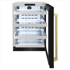 ZLINE Autograph 24" Touchstone 151 Can Beverage Fridge with Black Stainless Glass Door and Champagne Bronze Handle, RBSOZ-BS-24-CB