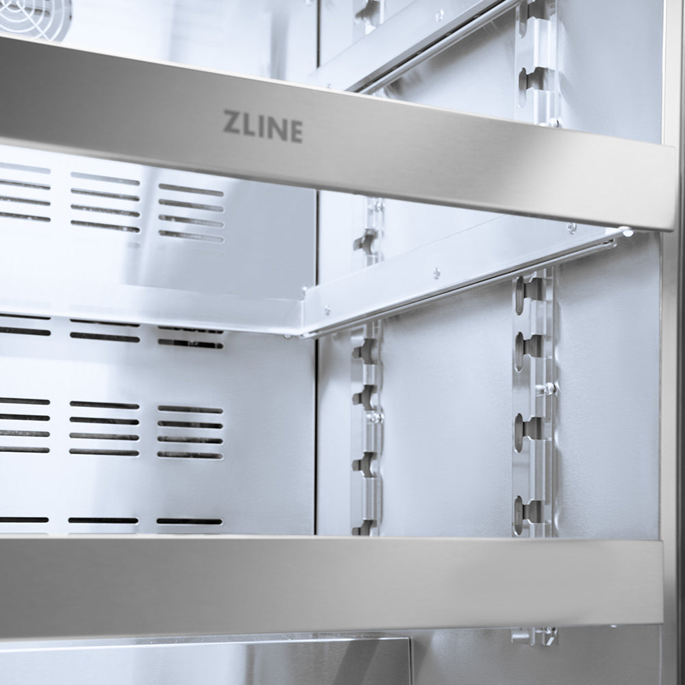 ZLINE Autograph 24" Touchstone 151 Can Beverage Fridge with Black Stainless Steel Glass Door and Polished Gold Helix Handle, RBSOZ-BS-24-KG