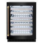 ZLINE Autograph 24" Touchstone Dual Zone 44 Bottle Wine Cooler with Black Stainless Steel Glass Door and Polished Gold Helix Handle, RWDOZ-BS-24-KG